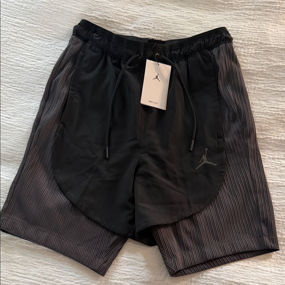 Jordan Black and Gray Striped Men's Athletic Shorts NWT!